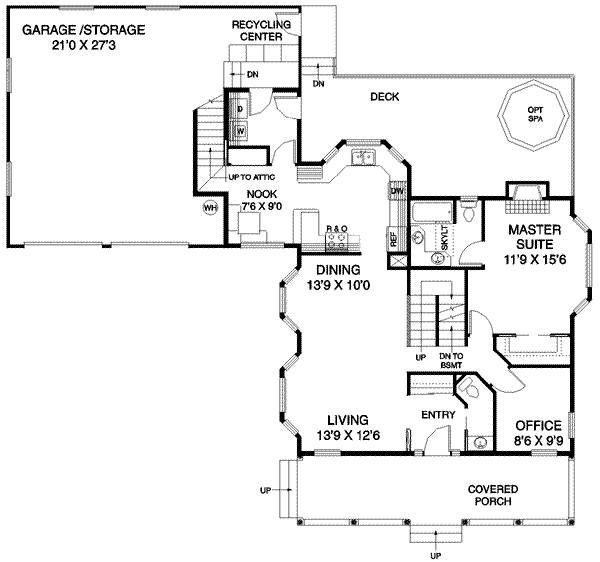 House Blueprint - Bungalow Floor Plan - Main Floor Plan #60-227