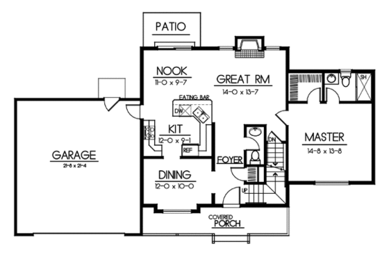 Floor Plan - Main Floor for Country House Plan #100-419 - 4 bed, 2.5 bath
