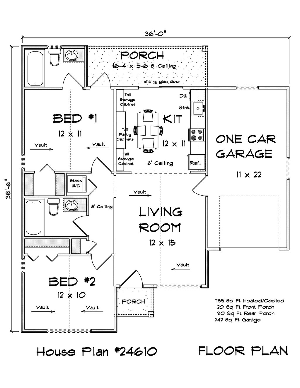 Floor Plan - Main Floor for Cottage House Plan #513-2403 - 2 bed, 2 bath