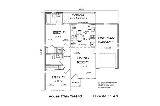 Floor Plan - Main Floor for Cottage House Plan #513-2403 - 2 bed, 2 bath