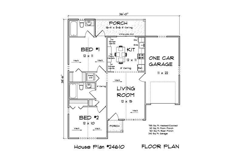 House Plan Design - Floor Plan - Main Floor for Cottage House Plan #513-2403 - 2 bed, 2 bath