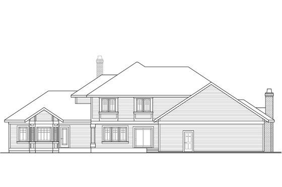 Exterior - Rear Elevation for Traditional House Plan #124-1008 - 4 bed, 3.2 bath