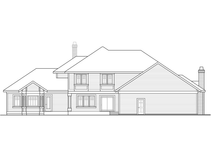 House Blueprint - Exterior - Rear Elevation for Traditional House Plan #124-1008 - 4 bed, 3.2 bath