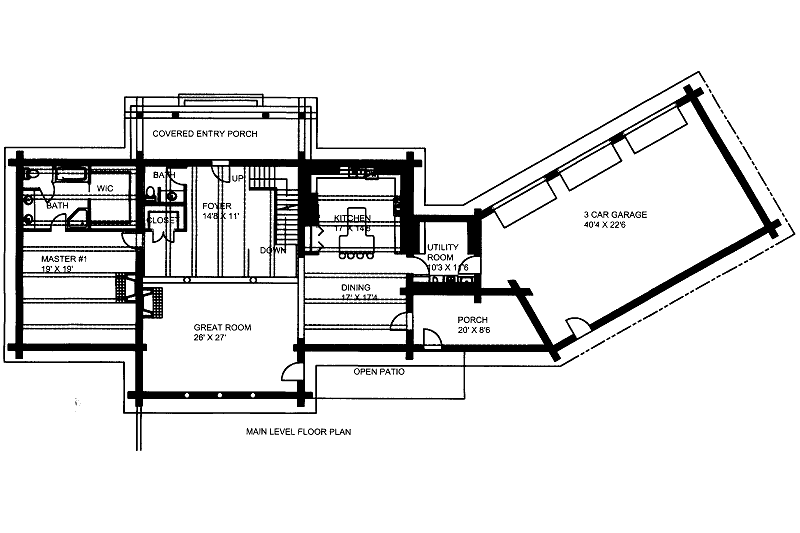Dream House Plan - Floor Plan - Main Floor for Log House Plan #117-605 - 4 bed, 3.5 bath