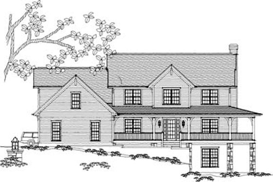 Exterior - Front Elevation for Country House Plan #71-137 - 3 bed, 3.5 bath