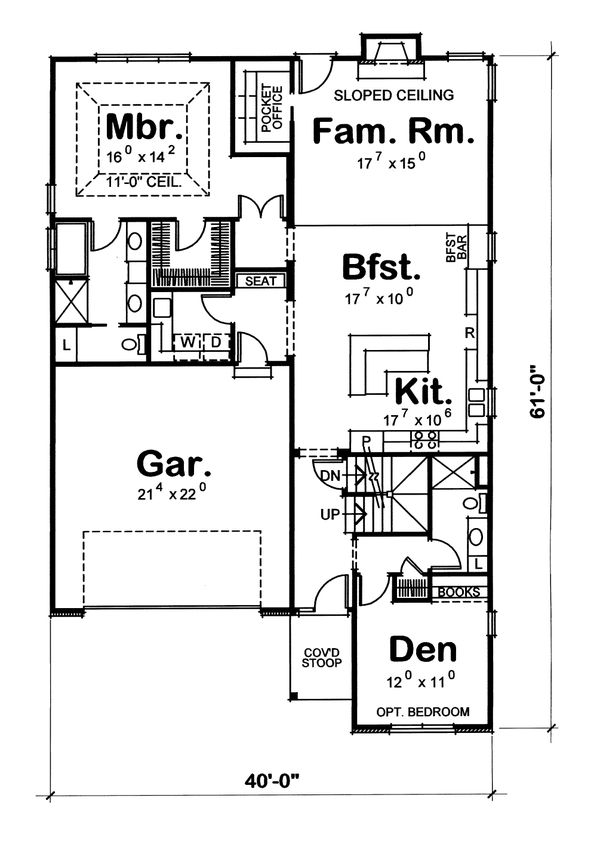 Home Plan - Traditional Floor Plan - Main Floor Plan #20-1713