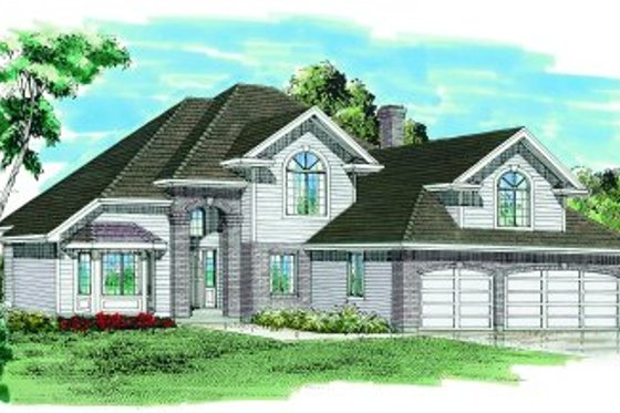 Exterior - Front Elevation for Traditional House Plan #47-627 - 3 bed, 3 bath