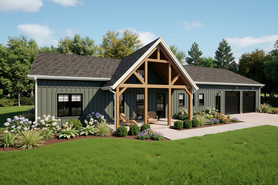 Exterior - Front Elevation for Barndominium House Plan #48-1212 - 4 bed, 3.5 bath
