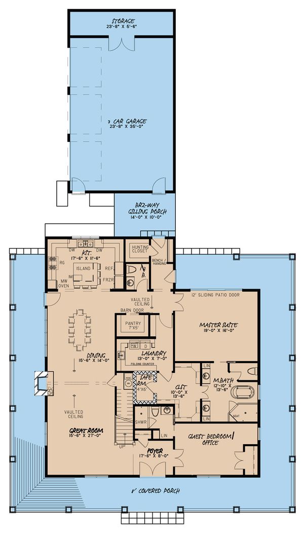 House Plan Design - Country Floor Plan - Main Floor Plan #923-30