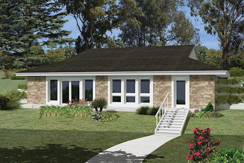Architectural House Design - Mediterranean Exterior - Front Elevation Plan #57-260