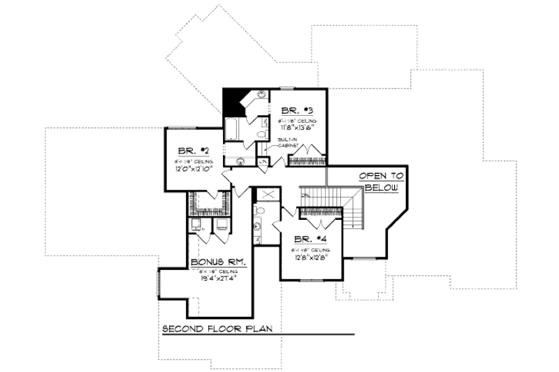 Home Plan - Floor Plan - Upper Floor for European House Plan #70-959 - 4 bed, 3.5 bath