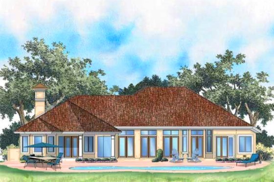 Exterior - Rear Elevation for Mediterranean House Plan #930-102 - 4 bed, 5 bath