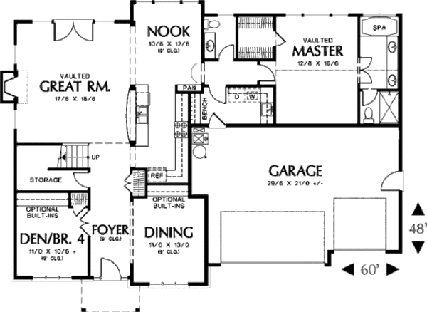Dream House Plan - Craftsman Floor Plan - Main Floor Plan #48-392