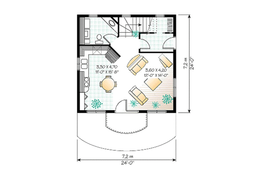 Floor Plan - Main Floor for Country House Plan #23-2165 - 1 bed, 1.5 bath