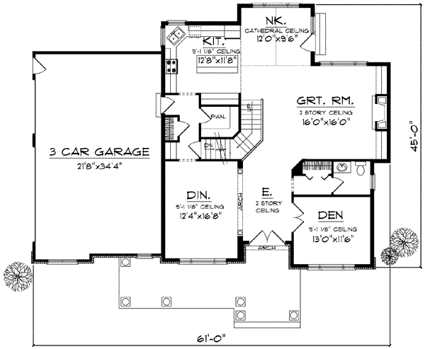 Home Plan - Traditional Floor Plan - Main Floor Plan #70-635