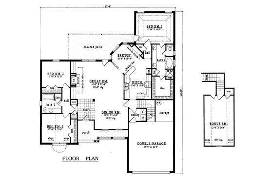 Floor Plan - Main Floor for Country House Plan #42-215 - 3 bed, 2 bath