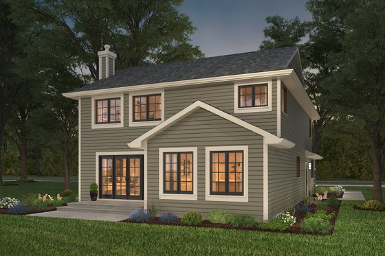 Exterior - Rear Elevation 3 for Traditional House Plan #427-7 - 3 bed, 3 bath