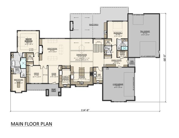 House Design - Floor Plan - Main Floor for Country House Plan #1089-37 - 3 bed, 2.5 bath