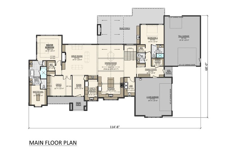 House Blueprint - Floor Plan - Main Floor for Country House Plan #1089-37 - 3 bed, 2.5 bath