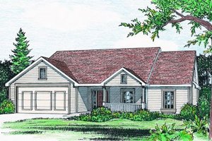 Ranch Exterior - Front Elevation Plan #20-158