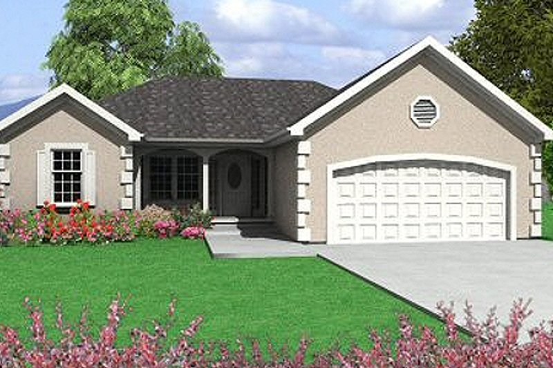 European Style House Plan - 3 Beds 2 Baths 1098 Sq/Ft Plan #6-211