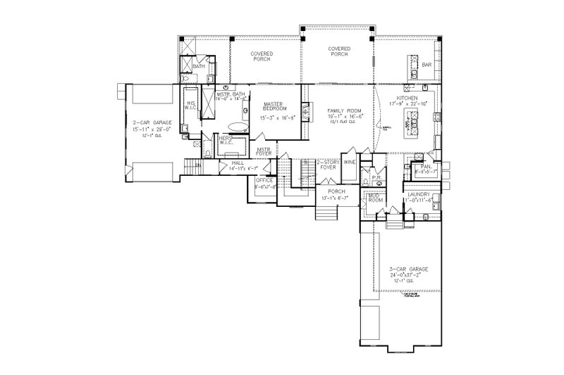 Home Plan - Floor Plan - Main Floor for Prairie House Plan #54-573 - 5 bed, 5.5 bath