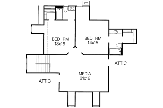 Floor Plan - Upper Floor for European House Plan #15-258 - 4 bed, 4.5 bath