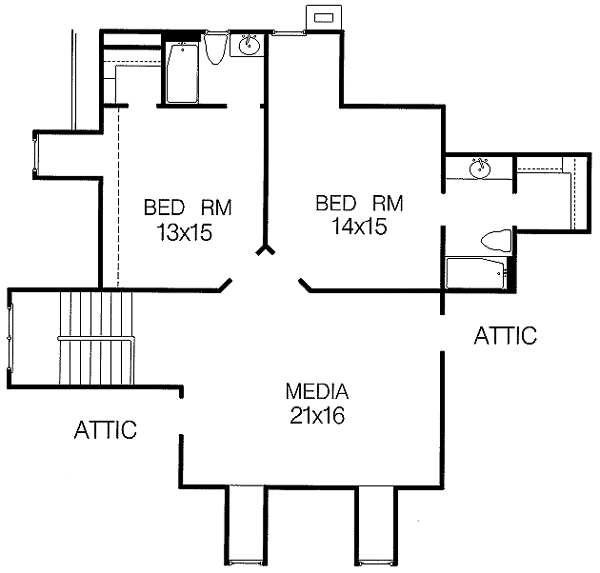 European Floor Plan - Upper Floor Plan #15-258