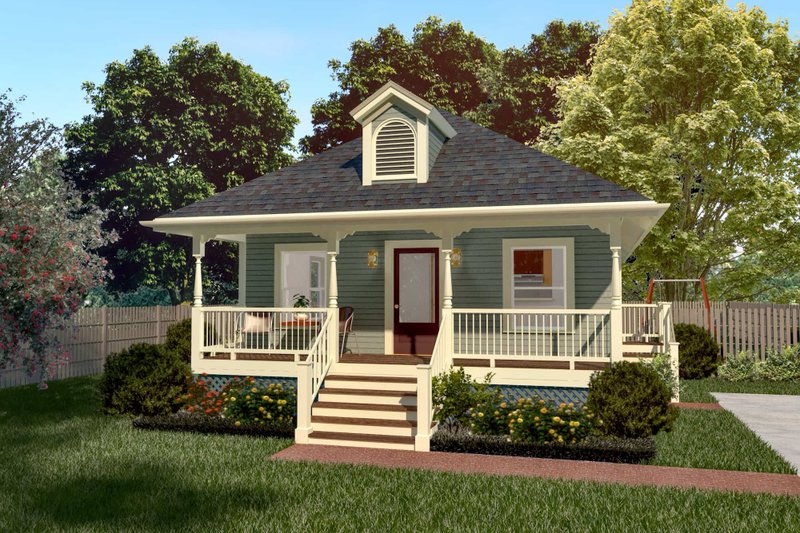 Cottage Style House Plan - 3 Beds 2 Baths 1056 Sq/Ft Plan #79-127 Exterior