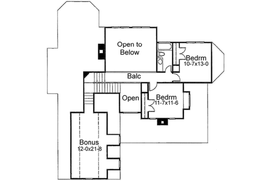 Floor Plan - Upper Floor for Country House Plan #120-136 - 3 bed, 2 bath