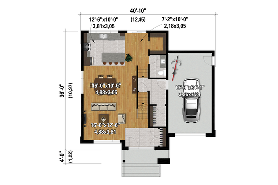 Floor Plan - Main Floor for Contemporary House Plan #25-4875 - 2 bed, 2.5 bath