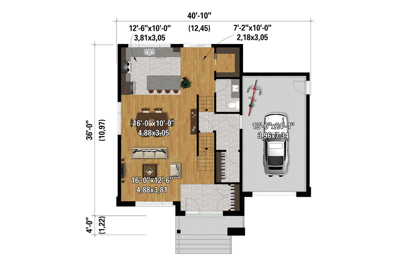 House Design - Floor Plan - Main Floor for Contemporary House Plan #25-4875 - 2 bed, 2.5 bath