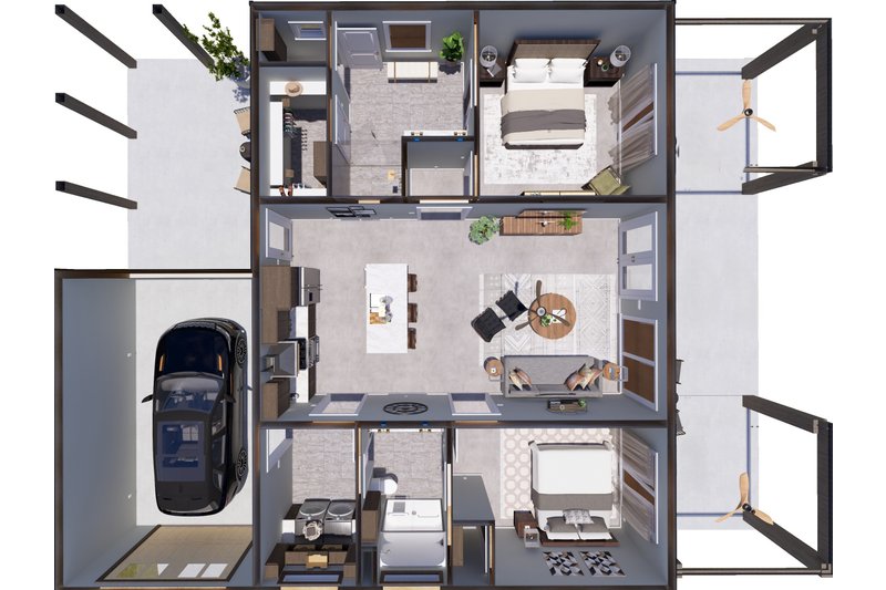Dream House Plan - Floor Plan - Main Floor 2 for Farmhouse House Plan #44-318 - 2 bed, 3 bath