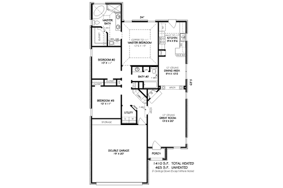 Floor Plan - Main Floor for European House Plan #424-115 - 3 bed, 2 bath