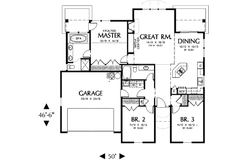 Home Plan - Floor Plan - Main Floor for Traditional House Plan #48-275 - 3 bed, 2 bath