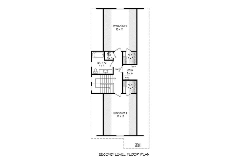 House Blueprint - Floor Plan - Upper Floor for Cabin House Plan #932-17 - 3 bed, 2 bath