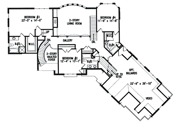 European Floor Plan - Upper Floor Plan #54-111