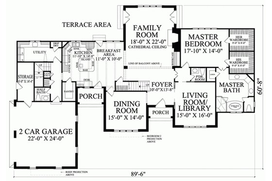 Floor Plan - Main Floor for European House Plan #137-232 - 5 bed, 4 bath