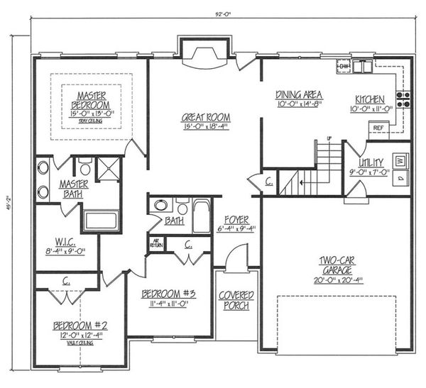 Ranch Floor Plan - Main Floor Plan #412-132