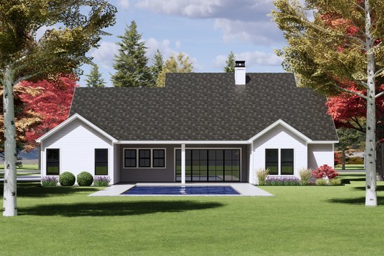 Exterior - Rear Elevation for Farmhouse House Plan #1096-67 - 4 bed, 3 bath