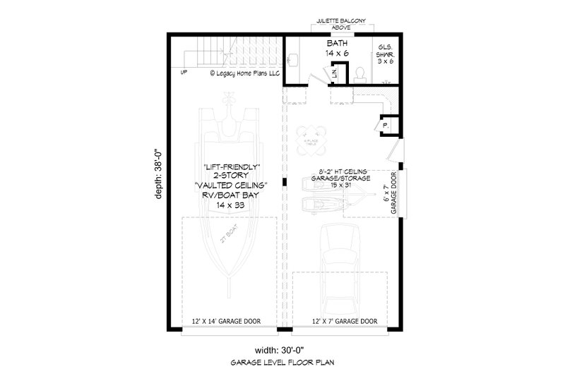 Architectural House Design - Floor Plan - Main Floor for Traditional House Plan #932-722 - 2 bed, 1 bath