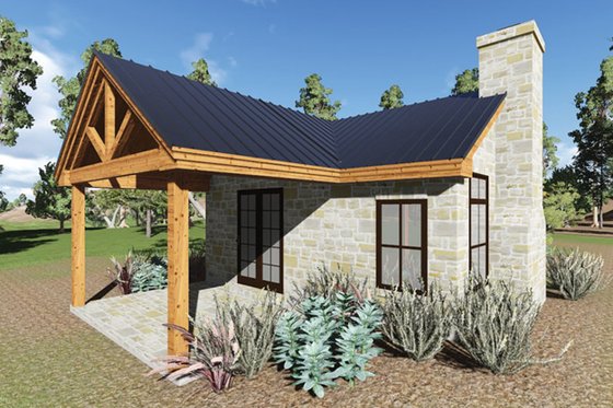 Exterior - Covered Porch 1 for Cottage House Plan #935-9 - 1 bed, 1 bath