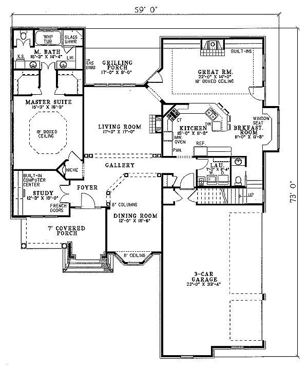 Dream House Plan - Traditional Floor Plan - Main Floor Plan #17-2025