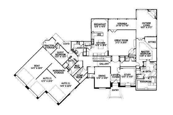 Floor Plan - Main Floor for European House Plan #141-356 - 5 bed, 4.5 bath