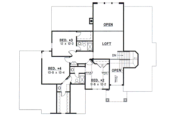 Traditional Floor Plan - Upper Floor Plan #67-426