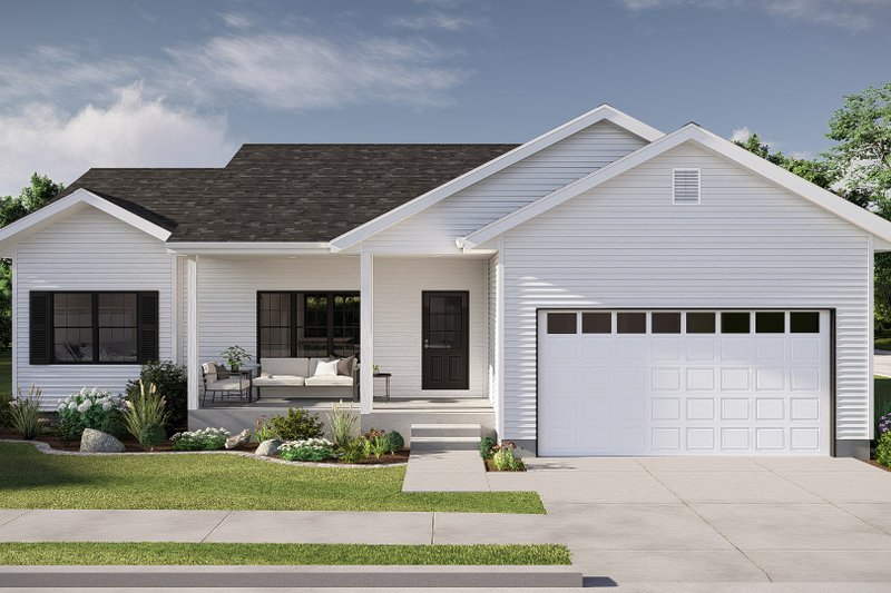 Traditional Style House Plan - 3 Beds 2 Baths 1184 Sq/Ft Plan #455-729 Exterior