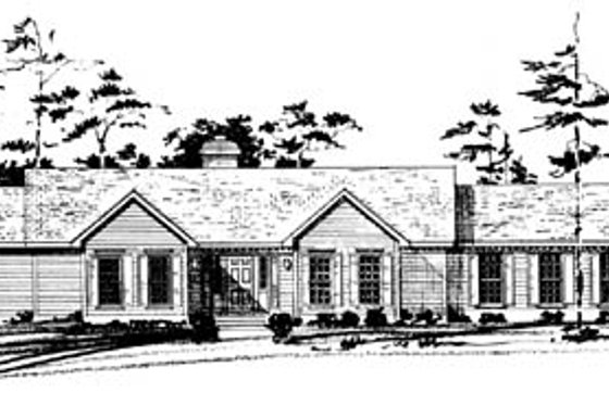 Exterior - Front Elevation for Ranch House Plan #10-150 - 3 bed, 2 bath