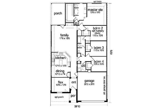 Floor Plan - Main Floor for Traditional House Plan #84-270 - 4 bed, 2 bath
