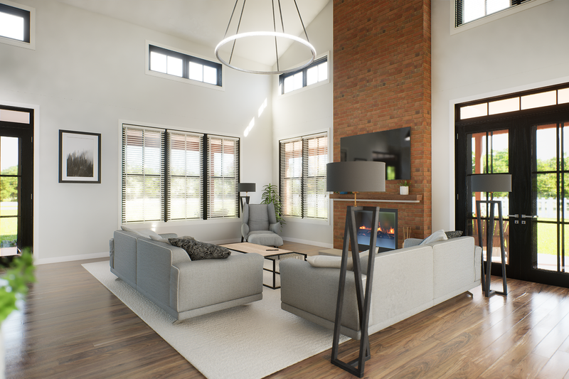 House Blueprint - Interior - Family Room 1 for Barndominium House Plan #48-1204 - 4 bed, 3.5 bath