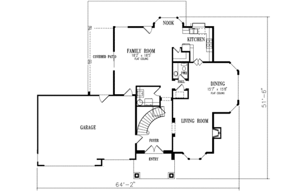 Floor Plan - Main Floor for Mediterranean House Plan #1-595 - 4 bed, 2.5 bath